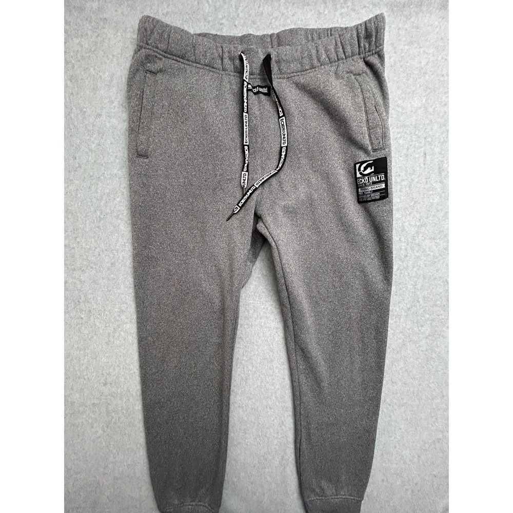 Ecko Unltd Mens Heather Gray Fleece Joggers Sweatpants XL Rhino Brand Logo